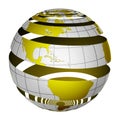 Surrealistic peeling globe Earth 3D