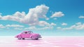 Surrealistic Pink Car In The Desert Wallpaper