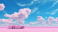 Surrealistic Pink Car Under Azure Sky Wallpaper
