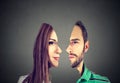 Surrealistic portrait front with cut out profile of a man and woman Royalty Free Stock Photo