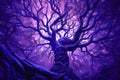 Surrealistic purple background of sprawling tree Royalty Free Stock Photo