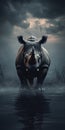 Surrealistic Rhino: Dark Day Wildlife In Narrative-driven Visual Storytelling