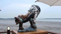 A surrealistic Sculpture next to the Modo ri Island pier by the sea