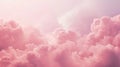 Surrealistic sky with pastel pink fluffy clouds. Abstract ethereal background