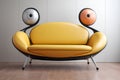 surrealistic stylish leather sofa in yellow color. Generative AI Royalty Free Stock Photo