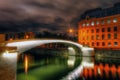 Surrealistic view of the bridge over the Moscow river Royalty Free Stock Photo