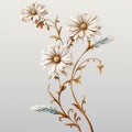 Surrealistic White Flower Illustration With Polychrome Terracotta Style