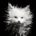 Surrealistic White Fox With Distorted Photocopy Lines