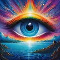 surrel abstract the all seeing eye of the in a psychedelic sea created with Royalty Free Stock Photo
