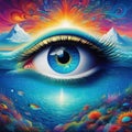 surrel abstract the all seeing eye of the in a psychedelic sea created with Royalty Free Stock Photo