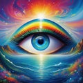 surrel abstract the all seeing eye of the in a psychedelic sea created with Royalty Free Stock Photo