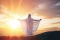 Surrender Concept, now Christian praise Jesus reborn in easter day concept for wisdom life, hope faith love