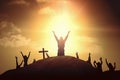 Surrender Concept, now Christian praise Jesus reborn in easter day concept for wisdom life, hope faith love