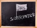 Surrender word on blackboard