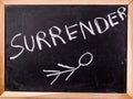 Surrender word on blackboard