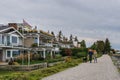 SURREY, CANADA - October 27, 2018: Crescent Beach Pier Blackie Spit park area at Boundary bay.