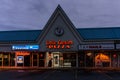 SURREY, CANADA - SEPTEMBER 23, 2019: Group of strip mall stores little caesars pizza. Royalty Free Stock Photo