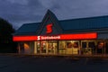 SURREY, CANADA - SEPTEMBER 23, 2019 Group of strip mall stores Scotiabank. Royalty Free Stock Photo