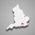 Surrey county location within England 3d map Royalty Free Stock Photo