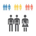 Surrogacy illustration concept. Gay family wait for a baby with surrogate mother. Royalty Free Stock Photo