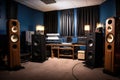 surround sound speaker system in a home theatre setup Royalty Free Stock Photo