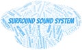 Surround Sound System typography vector word cloud.