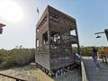 Al Jubail Mangrove forest`s wooden watch tower in Abudhabi,UAE. Royalty Free Stock Photo