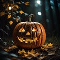 A Grinning Jack-o\'-Lantern Pumpkin Welcomes Halloween.