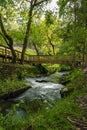 Wooden footbridge in Stanislaus fountain park