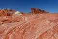 Surrounding landscapes of Fire wave during wonderful sunny day with blue sky, in Valley of Fire State Park, Nevada Royalty Free Stock Photo