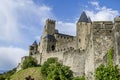 Partial view of the walls of the castle of carcassonne Royalty Free Stock Photo