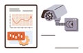Surveillance Camera and Data Analytics Interface Highlighting Security Monitoring System Royalty Free Stock Photo
