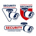 Surveillance camera emblems set isolated Royalty Free Stock Photo