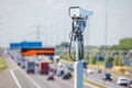 Surveillance camera in front of a Dutch highway