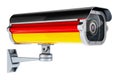 Surveillance camera with German flag. 3D rendering Royalty Free Stock Photo