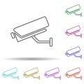 Surveillance camera multi color icon. Simple thin line, outline vector of security icons for ui and ux, website or mobile Royalty Free Stock Photo