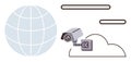 Surveillance Camera Over Cloud with Global Network Concept Royalty Free Stock Photo
