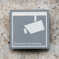 Surveillance Concept: Monitoring Sign At Deutscher Bundestag In Berlin, Germany