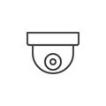 Surveillance dome camera line icon, outline vector sign, linear style pictogram isolated on white.
