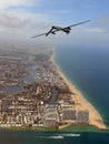 Surveillance drone over Florida coastline