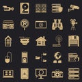 Surveillance icons set, simple style