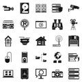 Surveillance icons set, simple style