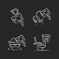 Surveillance management chalk white icons set on dark background