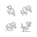 Surveillance management linear icons set Royalty Free Stock Photo