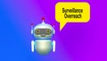 Surveillance Overreach text in speech bubble and helpful 3d artificial intelligence robot. Royalty Free Stock Photo