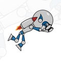 Fun Robot With Rocket. Boy Robot Robots. Cartoon Royalty Free Stock Photo