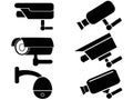 Surveillance security camera icons set Royalty Free Stock Photo