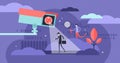 Surveillance vector illustration. Flat tiny security camera persons concept Royalty Free Stock Photo