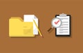 Survey, checklist and folder flat design icon set