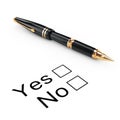 Survey Concept. Yes or No Checklist with Golden Fountain Writing
